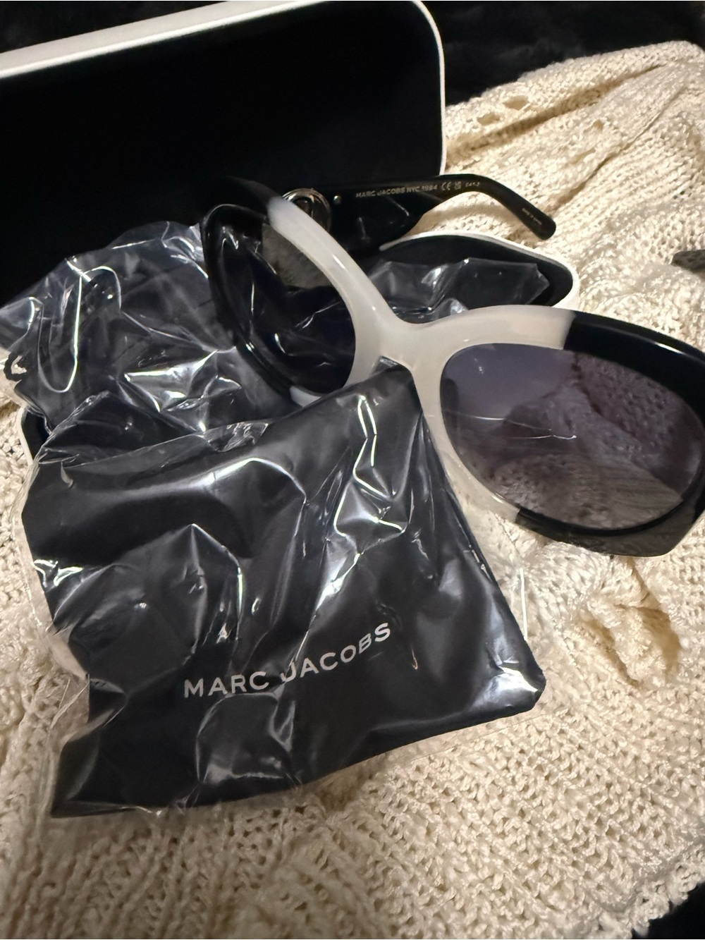 Marc Jacobs Black and White Oversized Round Sunglasses